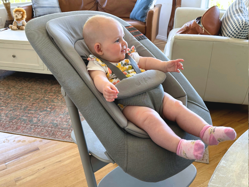 Cybex Lemo Infant Seat with baby in it at the table