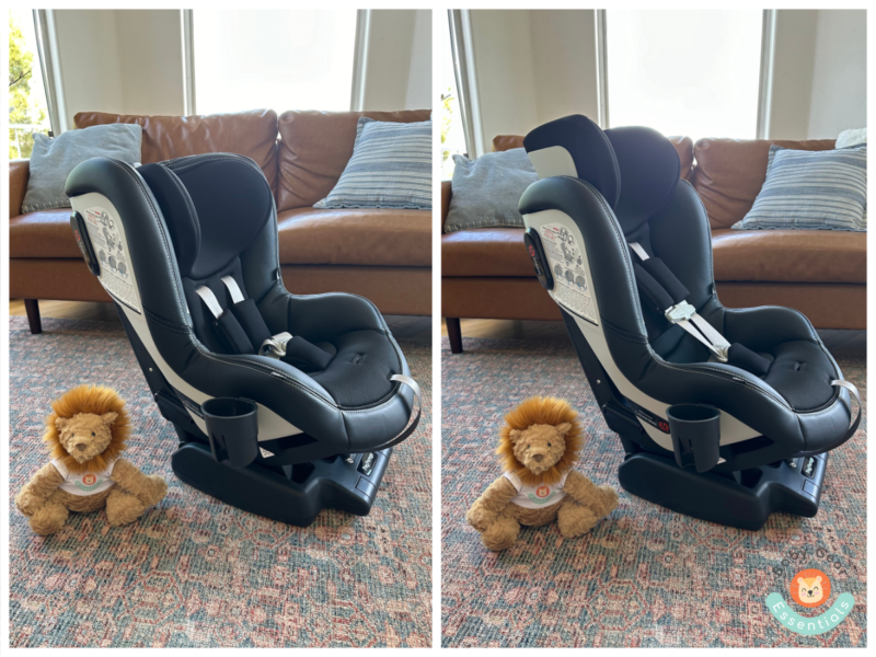 Peg Perego Convertible car seat showing the lowest and highest height positions
