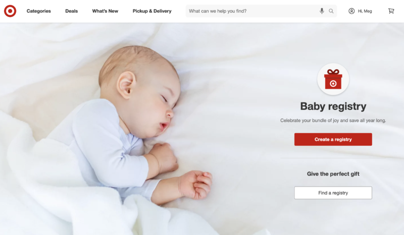 Creating an Target baby registry