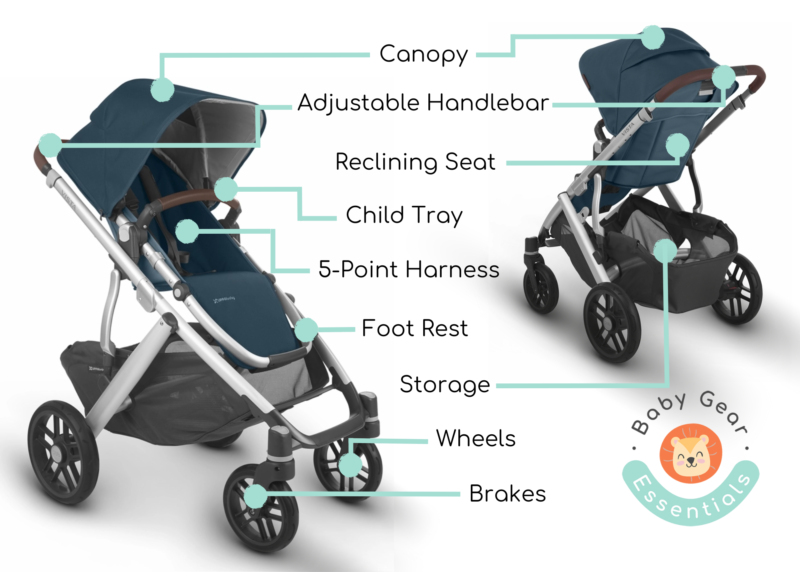 Most popular stroller features: canopy, adjustable handlebar, reclining seat, child tray, storage, etc.