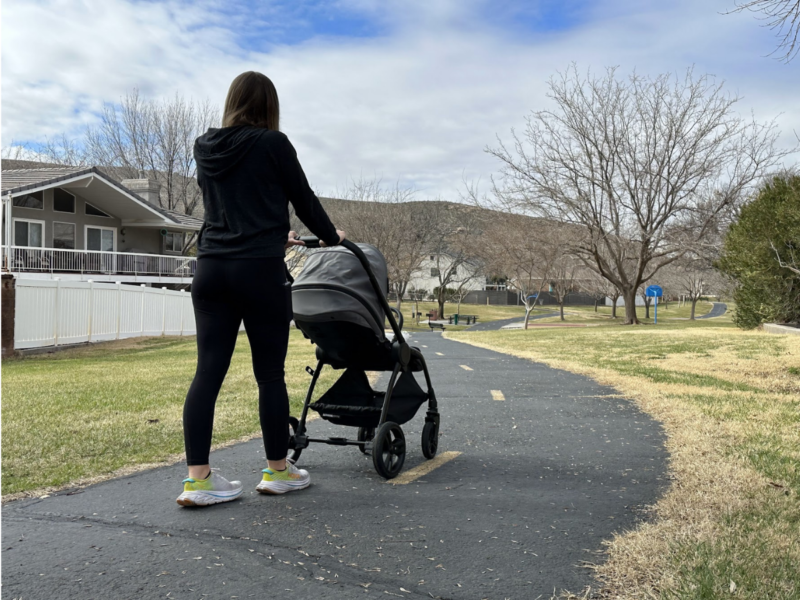 We love going on walks with the Revolve stroller