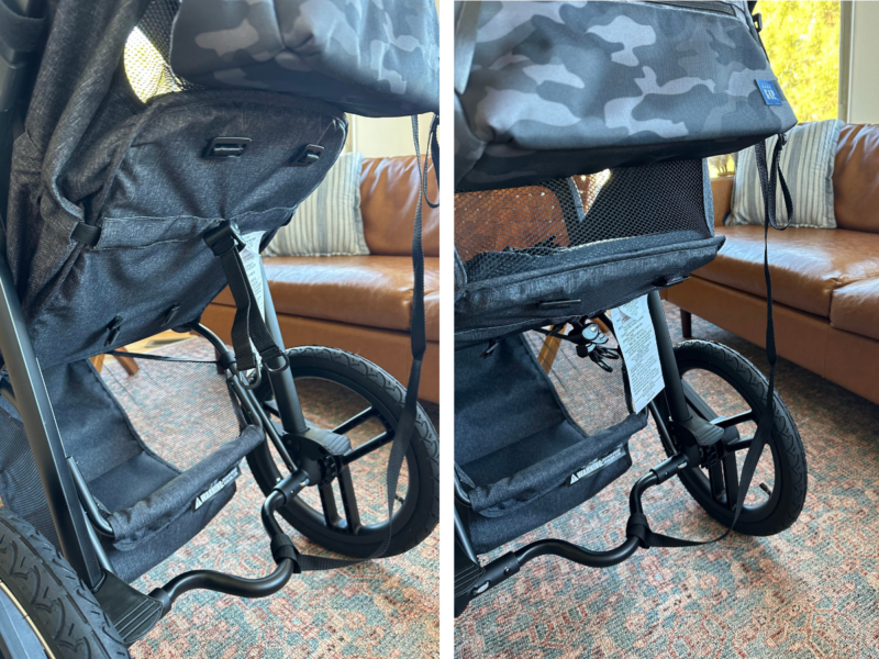 Trek jogging stroller reclining strap system for seat