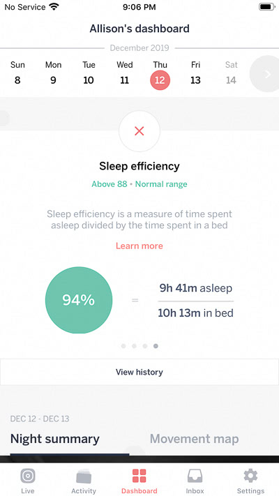 Nanit Plus app dashboard insights sleep efficiency review - Baby Gear Essentials
